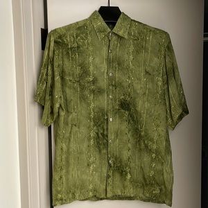 Mens ombré avocado green semi sheer cocktail shirt